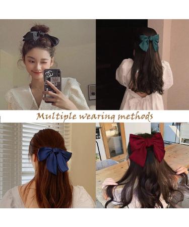 6 Pack Big Hair Bows for Women & Girls - Satin Ribbon Barrettes Hair Clips Set - Buy Online on GoSupps.com