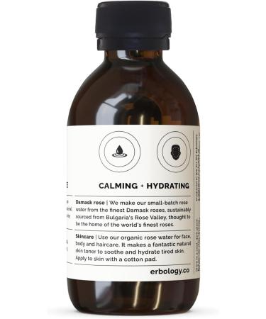 Erbology Organic Rose Water 3.4 fl oz | Premium Food Grade Hydrolate | Soothes Hydrates & Calms | Non-GMO in Recyclable Glass Bottle - Buy Online on GoSupps.com