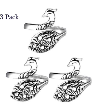 Adjustable Knitting Loop Set | Silver-Plated Copper Rings for Faster Crocheting | Advanced Peacock Ring with Finger Holder Thimble - Buy Online on GoSupps.com