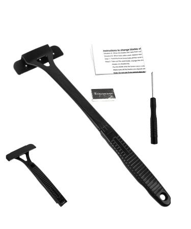 Holdes back hair for men back hair cutters with a long handle foldable body hair cutter back razor fast trimming portable extra long handle for back and leg hair black