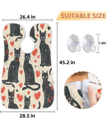Beard Bib Apron - Beard Hair Catcher for Men | Perfect Father's Day & Christmas Gift | Black Cat Love Heart Design - Buy Online on GoSupps.com