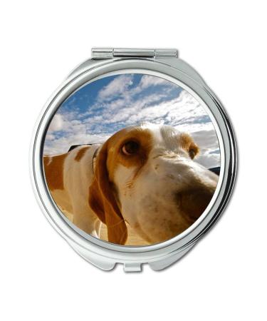 YENDOSTEEN Mirror Travel Mirror Dog Desert Animal Nature Pet Sand Landscape Cute pocket mirror portable mirror