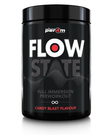 Per4m Flow State Pre Workout Powder | No Crash Formula with Added Caffeine | Helps Reduce Tiredness & Fatigue | Sugar Free Pre Workout (Candy Blast 300g)