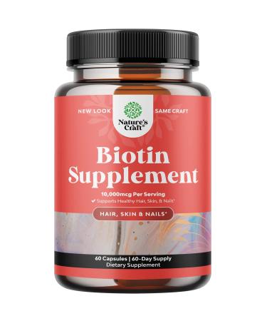 Pure + Potent Biotin Vitamins  Promotes Hair Growth + Prevents Hair Loss - Introduces Better Skin + Hair + Nails - Natural Supplement for Men and Women- Helps Promote Faster Metabolism Biotin v1