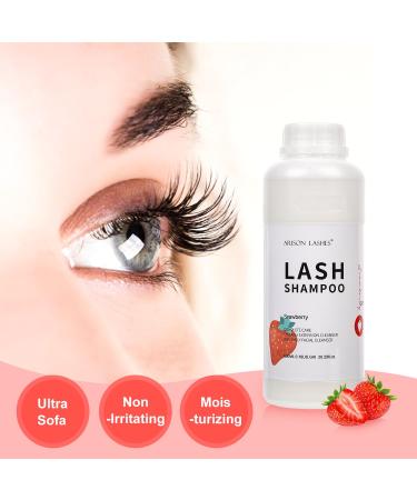 Eyelash Extension Shampoo 600ml | Paraben & Sulfate Free Foaming Cleaner for Extensions & Natural Lashes | Professional & Self-Use | Caomei Strawberry - Buy Online on GoSupps.com
