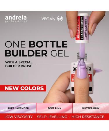 Andreia Andreia 3-in-1 Professional UV & LED Nail Builder Gel for Strengthening Nail or Extension - Self-Equalising Low Viscosity Formula - 15 ml Bottle - Glitter Pink - Buy Online on GoSupps.com