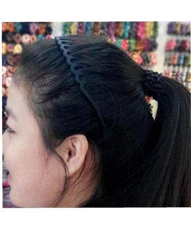 Pulabo Unisex Wave-Shaped Headband - Black Spring Wavy Metal Hair Band with Long Teeth | Premium Sports Headgear Accessories - Buy Online on GoSupps.com