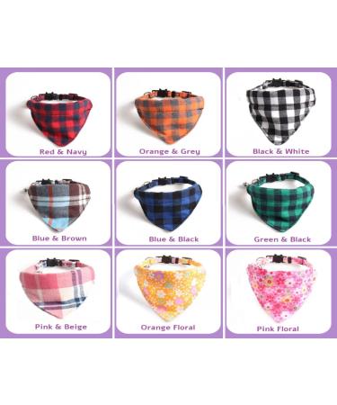 Luxury Cat Collar with Bow Tie and Bell | Orange & Grey Chequered Bandana - Buy Online on GoSupps.com