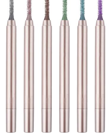  wiroouia Set of 6 shimmering eyeshadow pencils - Waterproof and glittery cream eyeliner - Long-lasting - Shimmering pearlescent cream pencils for - Buy Online on GoSupps.com