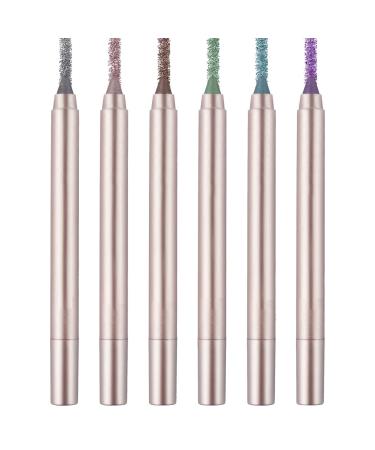 Holdes Cream eyeshadow stick glitter eyeshadow stick - Waterproof shimmer eyeshadow pen - Waterproof pearlescent eyeshadow sticks 6-piece eyeliner set