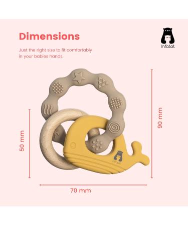 Infatot MultiTexture Teething Toys for Babies | Silicone Teethers 0-6 Months | Baby Essentials & Shower Gift | Yellow Neural Earth Design - Buy Online on GoSupps.com