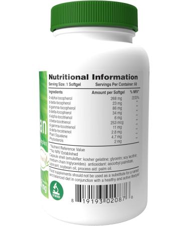 Tocospan Vitamin-E 400 IU Full Spectrum Tocotrienols and Tocopherols Complex - 60 Softgels - Buy Online on GoSupps.com