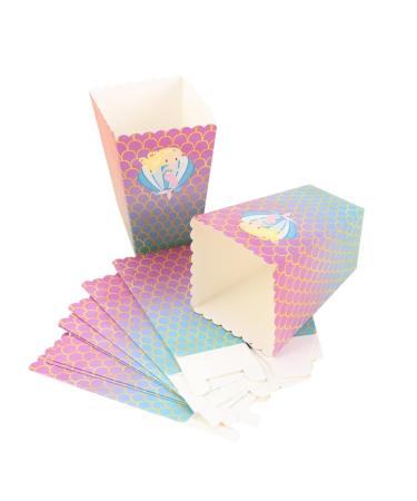 Zerodeko 12pcs Boxes Popcorn Containers Cardboard Candy Bag Cardboard Popcorn Wedding Favors Party Candy Cartons Popcorn Carton Mermaid Popcorn Boxes Sector Snack Box Child