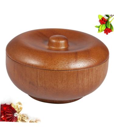 Doitool Men's Shaving Bowl with Lid - Wooden Brown 9.7x9.7 cm | Ideal for Shaving Soap Foam & Brushes | Premium Grooming Accessories - Buy Online on GoSupps.com