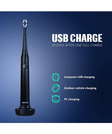 Bahfir Sonic Electric Toothbrush with 8 Heads & Travel Case - Rechargeable Adult Toothbrush with Timer for 60 Days - Buy Online on GoSupps.com