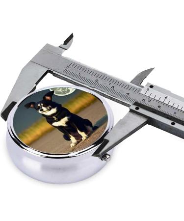 Dog Under Moon Round Pill Box - 3 Compartment Portable Travel Organizer for International Shipping - Buy Online on GoSupps.com