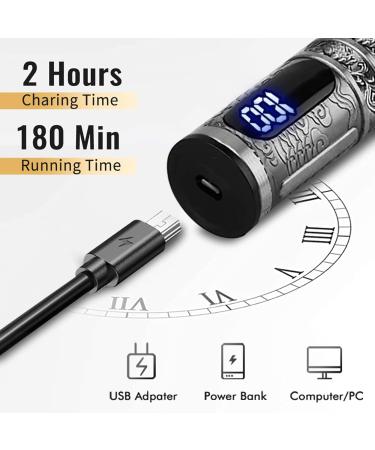 Hair Trimmer Long Hair Trimmer Men's Wireless Hair Trimmer 0 mm Hair Trimmer Rechargeable with LED Display T Blade Trimmer Electric Beard Trimmer for Children and Families (Silver LED) Silver-led - Buy Online on GoSupps.com