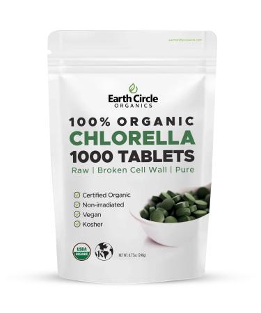 Organic Chlorella Tablets 1,000 Count | High Potency Superfood | Chlorophyll Pills from 100% Pure Green Algae | Broken Cell Wall for Max Absorption | Vegan, Kosher, Non-GMO | 4 Tabs per Day (1-Pack)