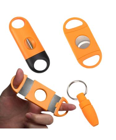 3 PCS Cigar Cutter Set Portable Cigar Cutter V Cut Cigar Punch Cigar Accessories Fits in The Cigar Case Cutter for Most Cigar Sizes Perfect as a Gift for Cigar Lovers (Yellow)