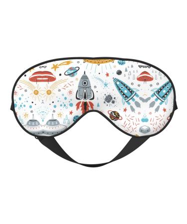 Cartoon Rockets Print Unisex Sleep Mask Double-Sided Eye Mask Ideal for Sound Sleep and Skin Care