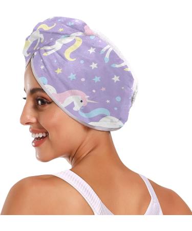 Unicorn Purple Hair Towel 2 Pack | Super Absorbent Quick Drying Hair Turbans for Women & Girls - Buy Online on GoSupps.com