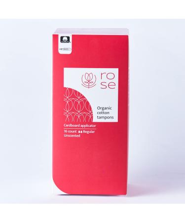 ROSE Certified Organic Cotton Cardboard Applicator Tampons Regular Absorbency | Cotton Lock Security Veil Patent System| Strong Leak Protection| Hypoallergenic| Non-Toxic| Easy Application 16 Count - Buy Online on GoSupps.com
