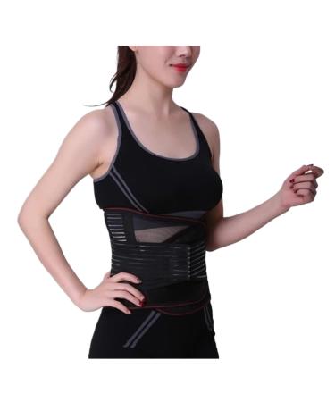 Back Support Back Brace Lumbar Support Lower Back Brace Double Pull Back Support Belt Breathable Posture Corrector Adjustable Back Support Belt(Black Large) Large Black