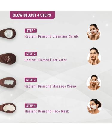 FT Herbal's Radiant Diamond Cellular Radiance 4 in 1 Facial Kit with Diamond Dust & Cinnamon Chemical Free 4x37g - Buy Online on GoSupps.com