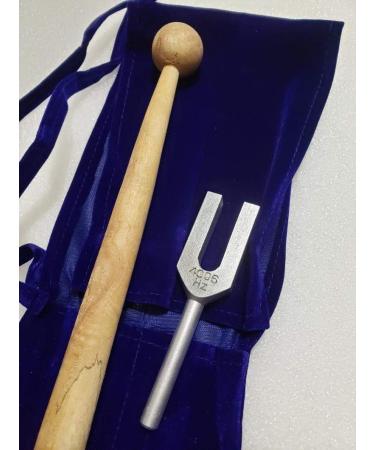 Crystal Tuning Fork with Wood Mallet and Velvet Bag