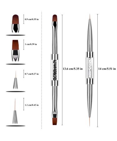 Ycyan 2Pcs Dual-ended Nail Design Brushes with Rhinestone Handle - Professional Nail Art Tools - Buy Online on GoSupps.com