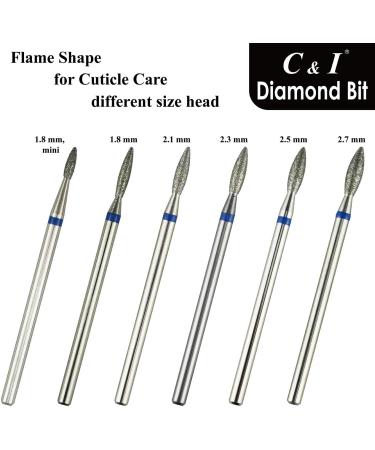 C & I Diamond Nail Drill Bit Flame Shape E-File Professional Cuticle Clean Drill Bit Improved Diamond Powder plus Tungsten Carbide Shank 3/32 (2.7 mm Fine -F) - Buy Online on GoSupps.com