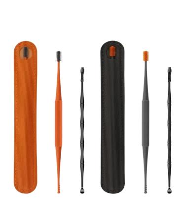 Earwax Removal Kit Silicone Ear Wax Removal Tool Double-Head with 360 Spiral Swab Safe Cleaning Sticks for Gentle(2pcs Orange 10set) 2pcs Orange 10set