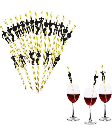 2022 Bachelorette Party Decorations Straws I 24 Pack Stripper Pole Dancer Straw I Black and Gold Glitter Confetti Pre Glued I Bridal Shower Supplies Crazy Silly Party Straws Drinking Favors (50) - Buy Online on GoSupps.com