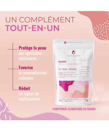 OSOURCES - Ocare Anti-Aging & Beauty - All-in-one Food Supplement- Protection Hydration & Skin Tone - Marine Collagen & Hyaluronic Acid - Made In Switzerland - Cure 4 Months - 950g - Buy Online on GoSupps.com