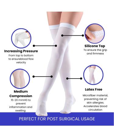 Ted Hose Compression Stockings - Thigh High 15-20 mmHg Anti Embolism Socks for Men and Women | Medical Compression Stockings Post Surgery (Large - Buy Online on GoSupps.com