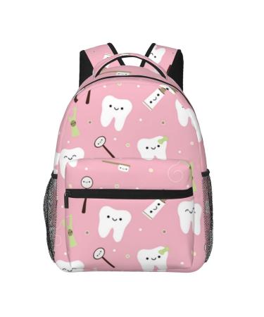 Men Women Lightweight Dental Teeth Toothpaste Pink Art Backpack Large Capacity Carry On Bag With Padded Straps for Sports Work Walking Cycling Pattern 346 Pattern 346 One Size