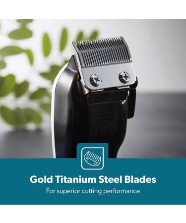 Geepas Professional Electric Hair Clipper | Barber Clipper/Trimmer with High Grade Gold Titanium Carbon Steel Blade | Long-Life Magnetic Motor | 3 6 and 9 12mm Combs Barber Comb & Scissor Included - Buy Online on GoSupps.com