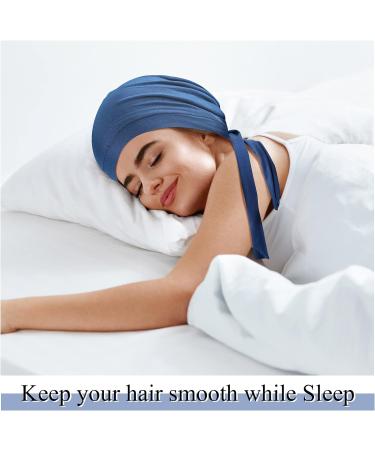 4-Piece Satin Lined Slouchy Beanie Sleep Cap Set for Natural Curly Hair | Elastic Tie Band | Women's Night Hair Cap in Black, Light Blue, Khaki, Wine Red - Buy Online on GoSupps.com