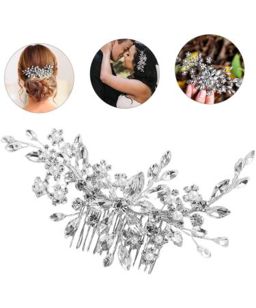 Angoily Crystal Inlaid Hair Comb Pearl Tiara Rhinestone Wedding Headdress Wedding Hair Combs Vintage Hair Accessories Flower Side Comb Wedding Hair Accessories Mosaic Bride Alloy Earring - Buy Online on GoSupps.com
