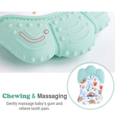 Buy 2 Pieces BPA-Free Children's Teething Gloves | Food-Safe Washable & Durable Baby Bite Ring Toys - Protects Against Scratches (Blue) - Buy Online on GoSupps.com
