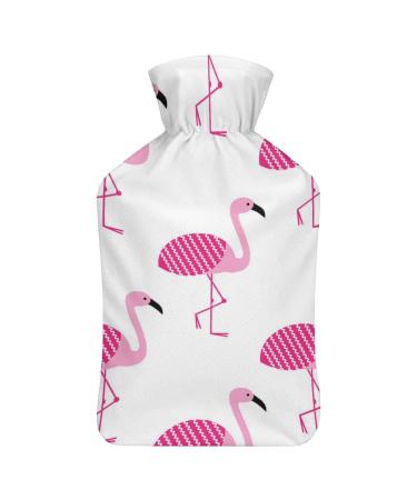 Pink Flamingos Hot Water Bottle With Cover Plush Bed Bottle Hand Warmer For Adults And Children 26.5X15.3cm