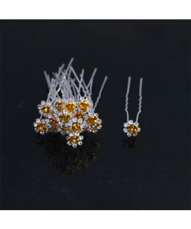 Livecity Wedding Prom Silver Crystal Diamante Rose Flower Hair Pins Clip Accessories (Yellow) - Buy Online on GoSupps.com