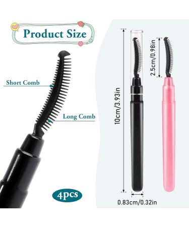 4 Pcs Silicone Eyelash Separator Tool Set - Lash Brush & Eyebrow Spoolie - Black & Pink - Perfect for Accurate Mascara Application & Eyelash Defining - Buy Online on GoSupps.com