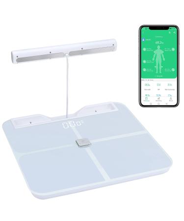 Squamae Smart Scale Full Body Composition Muscle & Fat Measurement, Bathroom Digital Weight Scale for Body with 8 Electrodes, Bluetooth Scales for BMI and Weight Loss, Analyzer with Smartphone App White