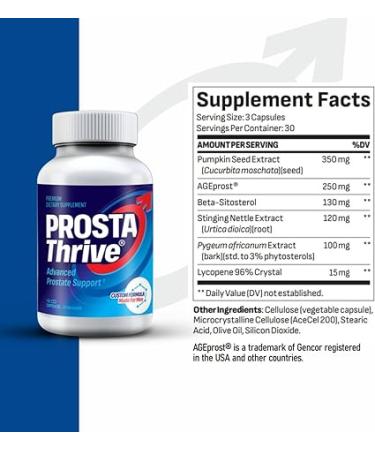 ProstaThrive - Experience Restful Nights Boosted Energy in The Morning Healthy Bathroom Habits and a Robust Urine Stream - Revitalize Your Prostate Health - 90 Capsules - 1Pack - Buy Online on GoSupps.com