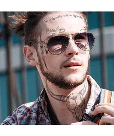 Post Malone Inspired Face Temporary Tattoo Stickers - Realistic & Skin Safe Halloween Costume Accessories - Buy Online on GoSupps.com