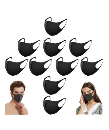 Vishod 10 PCS Black Face Masks Washable,Breathable Black Masks Reusable Face Mask Made of Polyester Cotton Face Masks for Men and Women,Fashion Cloth Face Mask for Unisex Outdoor