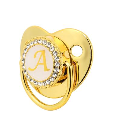 Golden Baby Pacifier - Curved Design & 26 Letters Safe Materials Healthy Bling with Clips for 6-18 Months - Buy Online on GoSupps.com