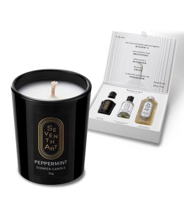 Natural Scented Candle Citrus & Mint Soy Household Candles 1.2 Oz 9 Hour Burn Time Candle Aromatic Remove Odor Women's Small Gift White