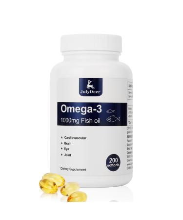 Fish Oil Omega 3 Concentrate Supplement 1000 mg Rich in EPA and DHA Supports Heart Joint Brain and Eye Health Promotes Overall Well-Being Strengthens The Immune System Non-GMO | 200 softgels 200 Count(Pack of 1)